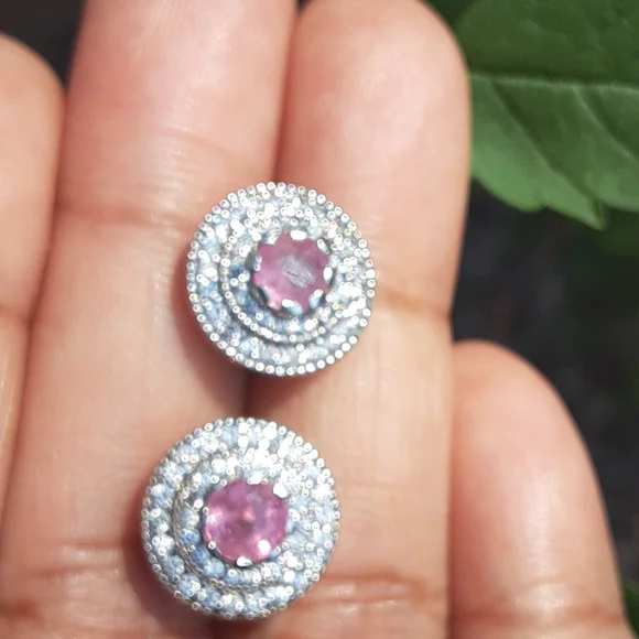 925 Genuine Pink Sapphire and White Zircons. Bride,  Mother-of-the Bride. - Picture 11 of 12
